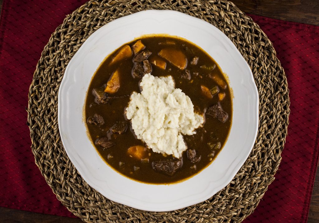 Red Wine Braised Beef with Cauliflower Puree