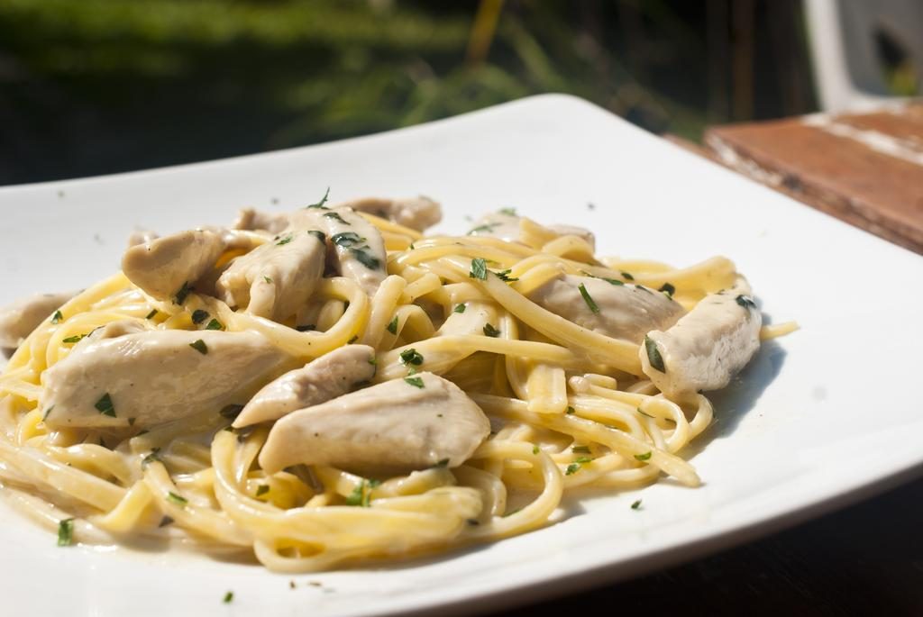 Chicken Alfredo on Linguine