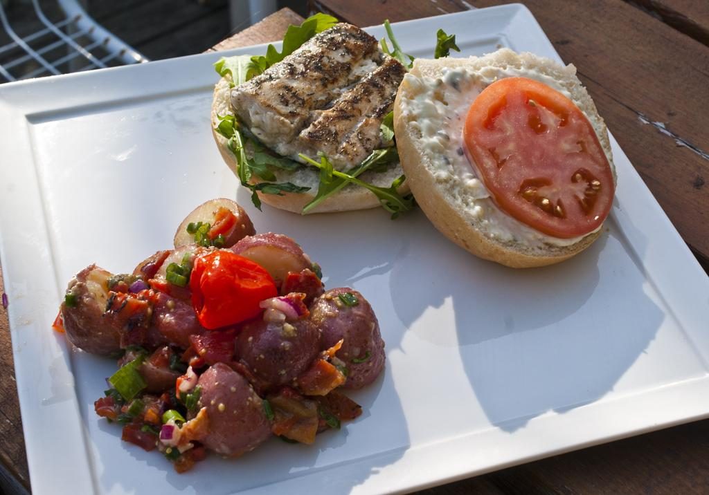 Mahi Mahi Burger with Zesty Potato Salad
