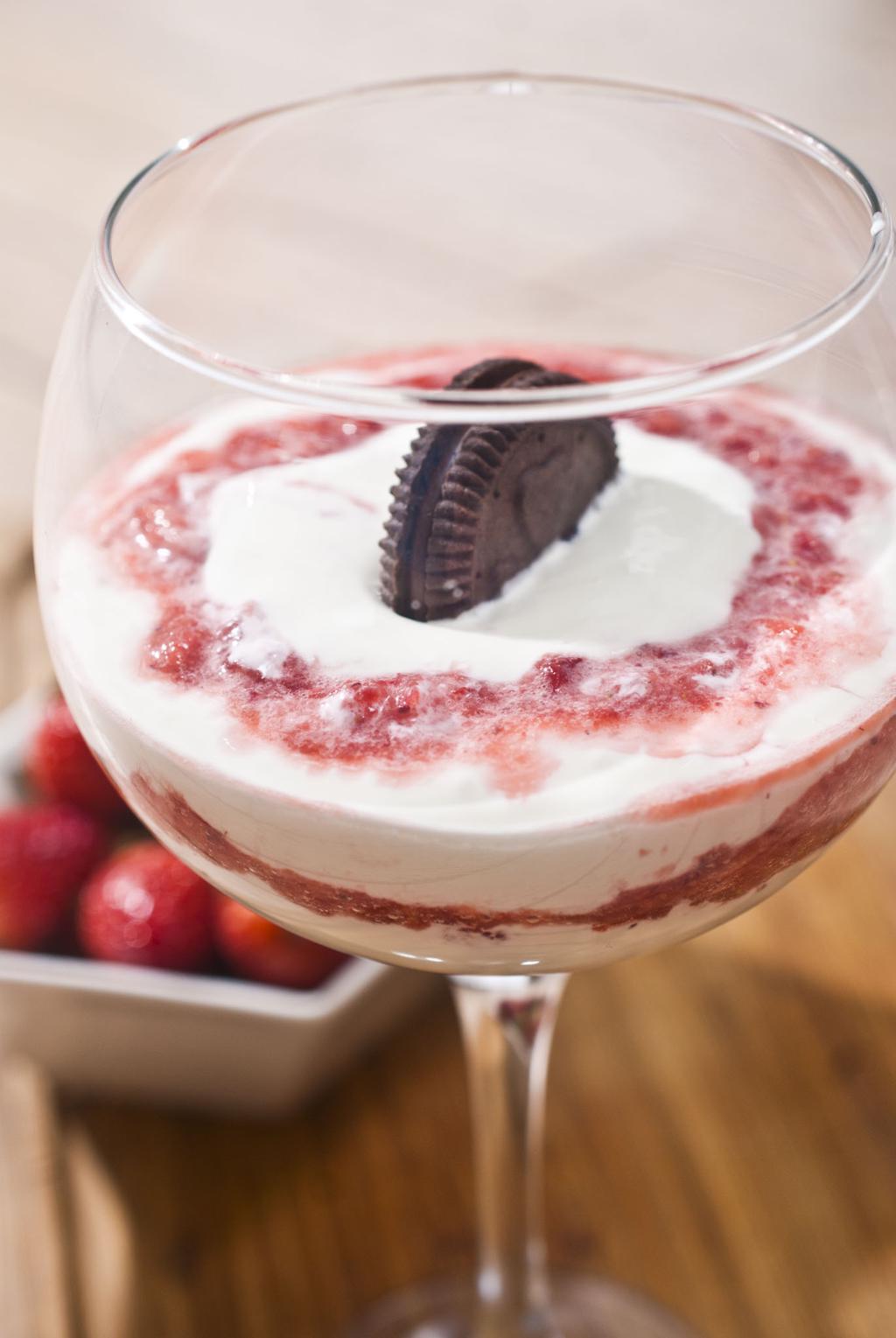Strawberry Parfait with Chocolate Fudge Cookies