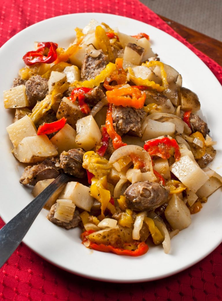 Raymond's Food Ovenroasted Sausages, Potatoes, and Peppers