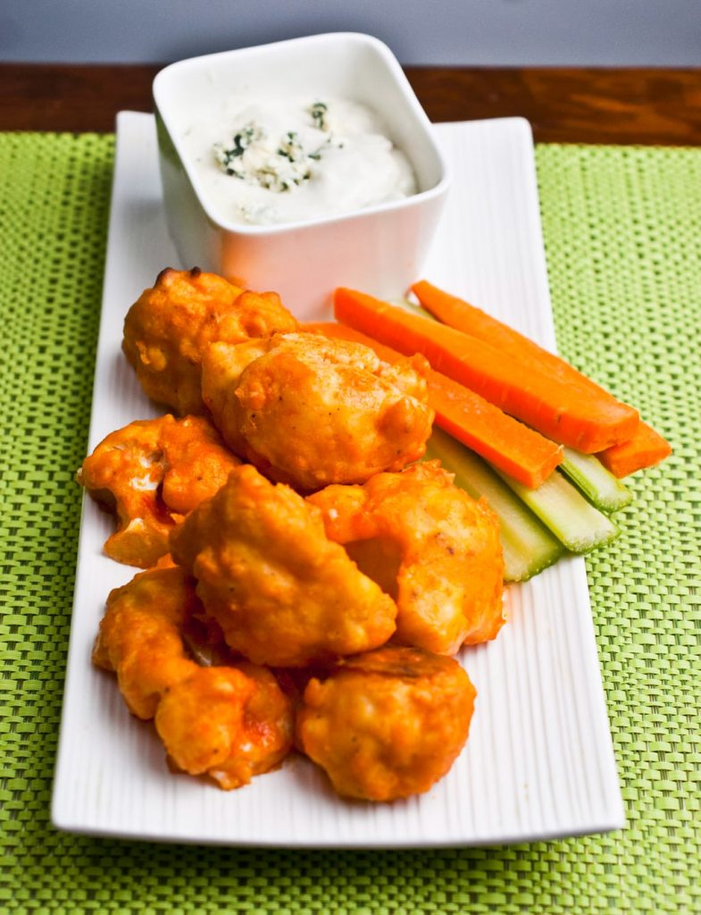 Buffalo Cauliflower Bites with Blue Cheese Dipping Sauce