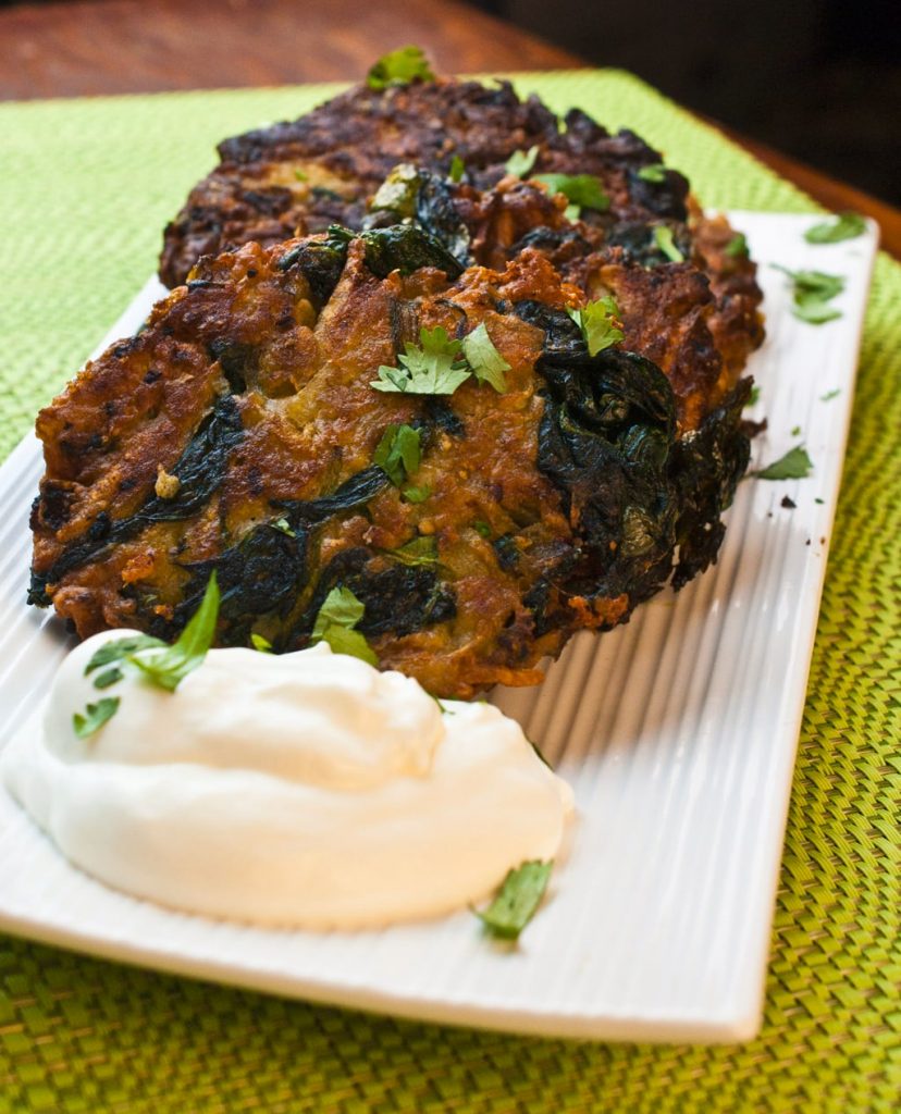 Spinach, Jalapeno & Cheddar Latkes