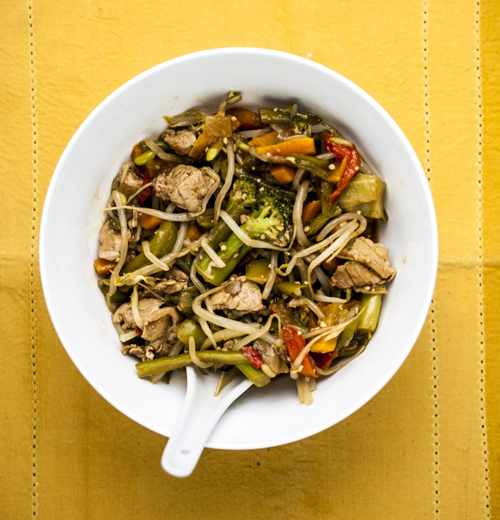 Healthy Shaved Pork & Vegetable Stir Fry
