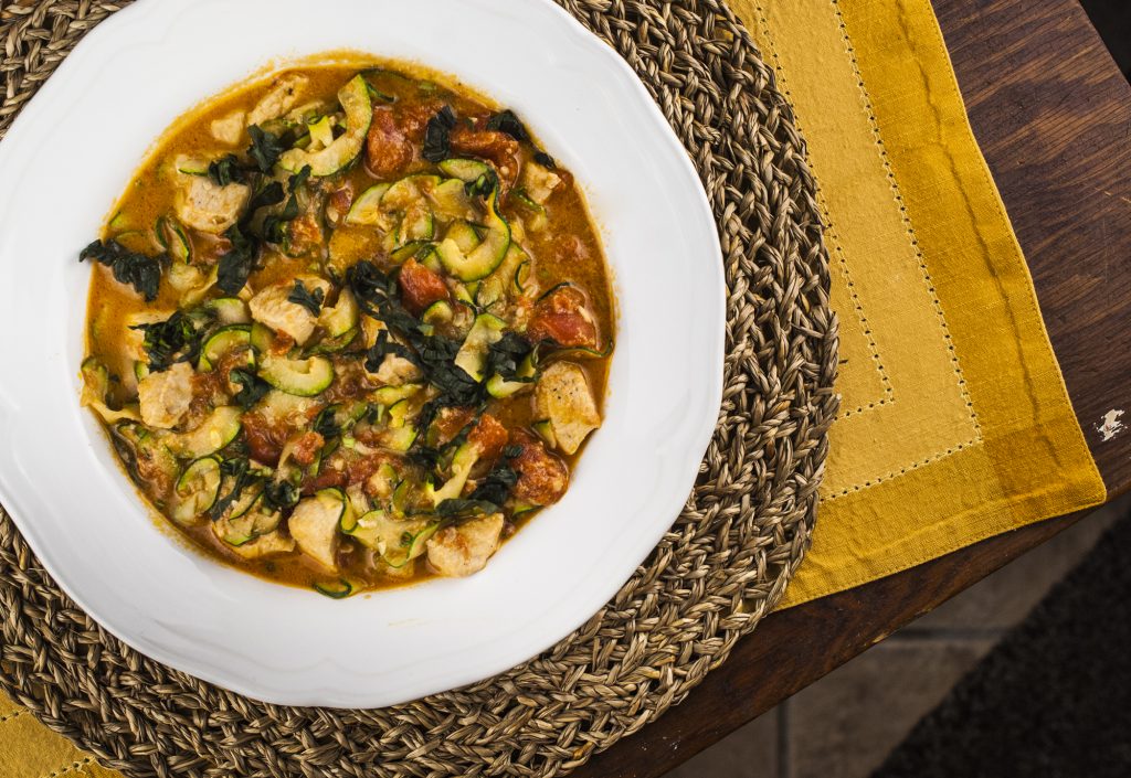 Chicken and Zucchini Noodles in Vodka Cream Sauce