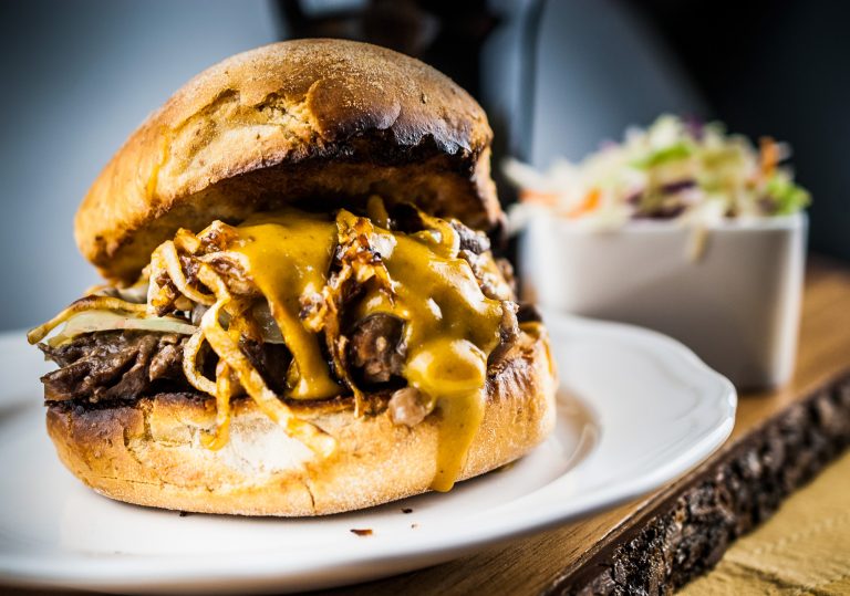 Guinness Braised Short Rib with Carolina Mustard Sauce Sandwich