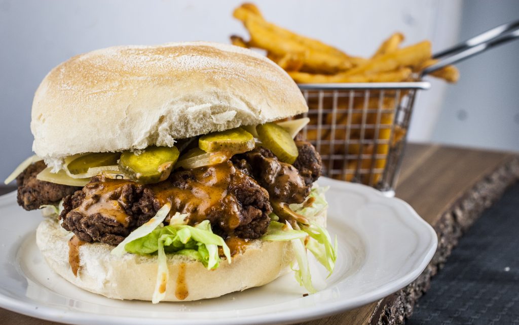 Southern Fried Chicken Sandwich with Maple Sriracha Mustard Sauce