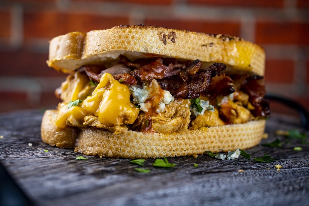 Buffalo Chicken and Bacon Grilled Cheese Sandwich
