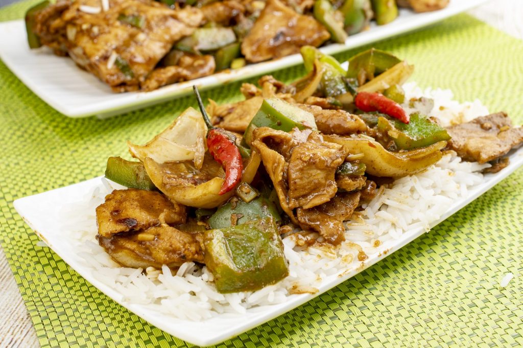 Shaved Pork, Green Peppers & Onions in a Spicy Hunan Sauce