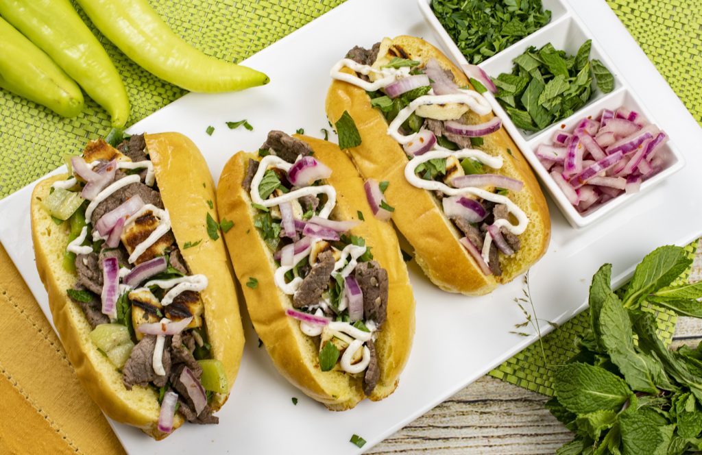 Egyptian Steak, Peppers and Halloumi Sandwiches