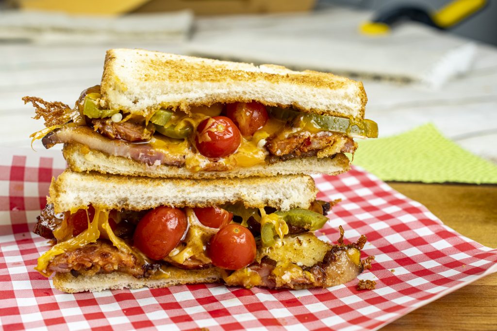 CBC Breakfast Melt: Chorizo Bacon Cheddar