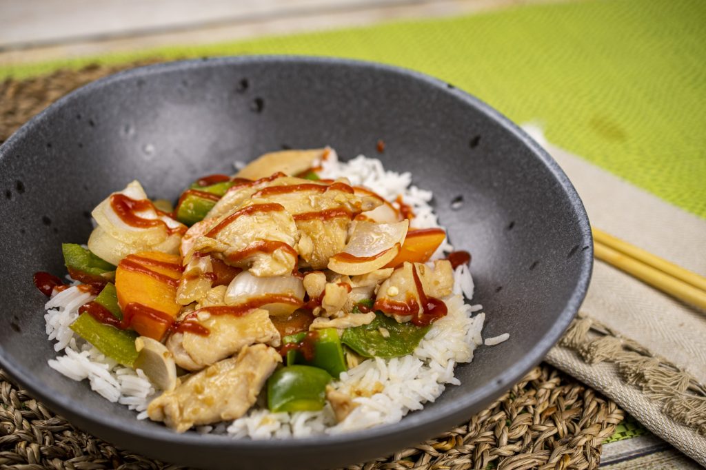 Chicken, Peppers, Onions, and Carrots