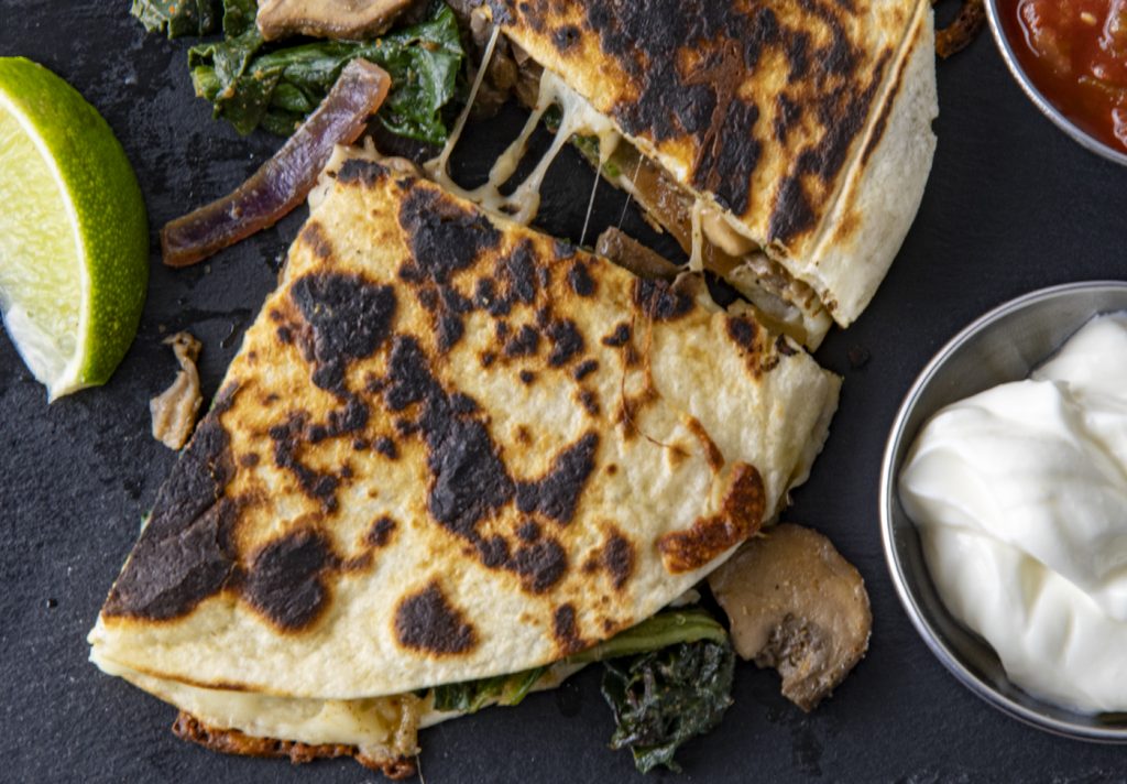 Spinach Mushroom Quesadilla